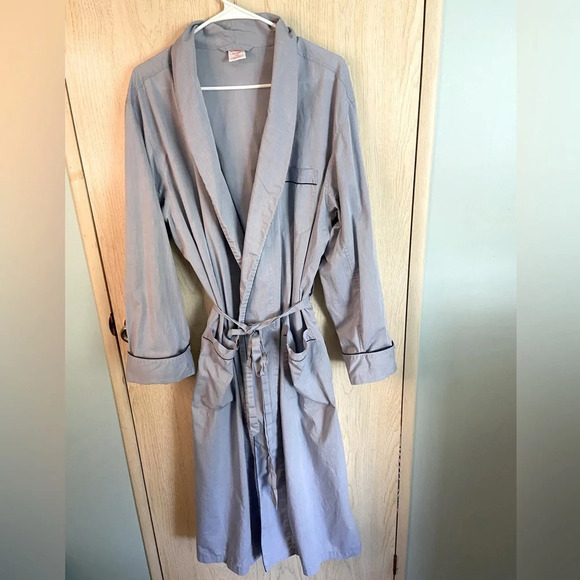 Brooks Brothers Other - Brooks Brothers Mens Belted Robe Long Sleeve Blue Cotton Chambray Sz Large
